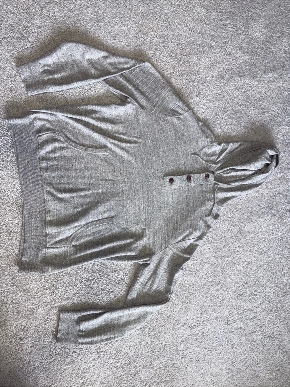 J.Crew Slub Rugged Cotton Hooded HenleySweater Hoodie Gray Men's XL